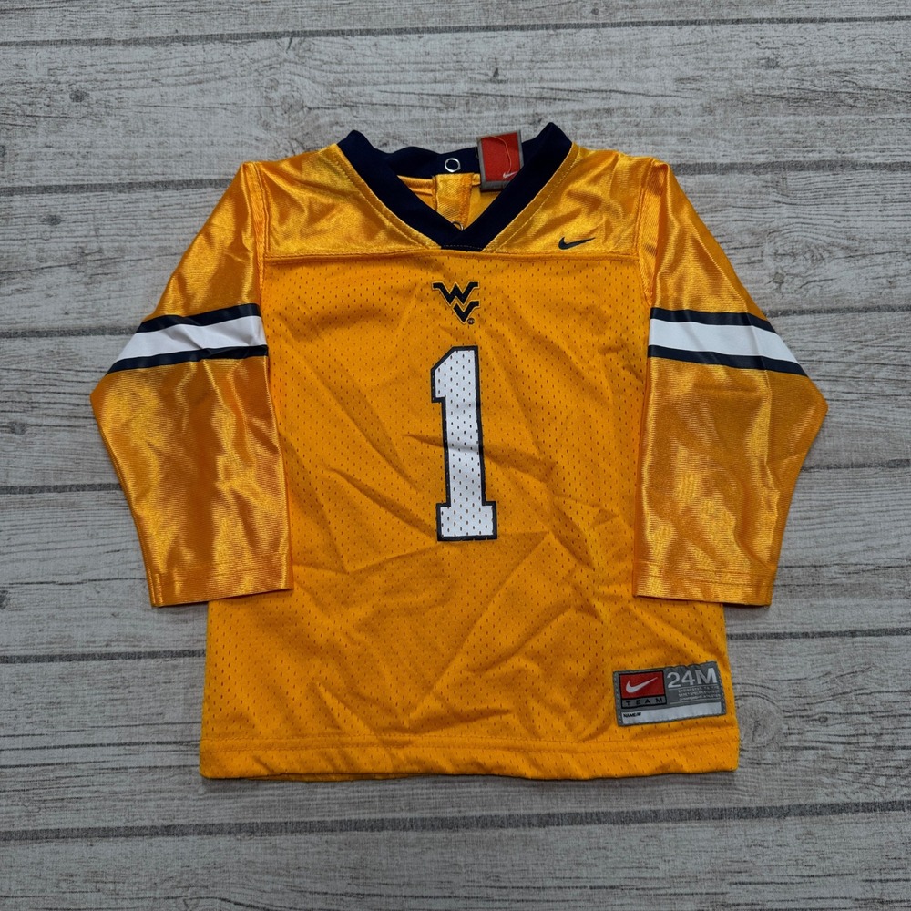 Vintage Nike Jersey Toddler 24M Gold NCAA West Virginia Mountaineers Soccer NCAA